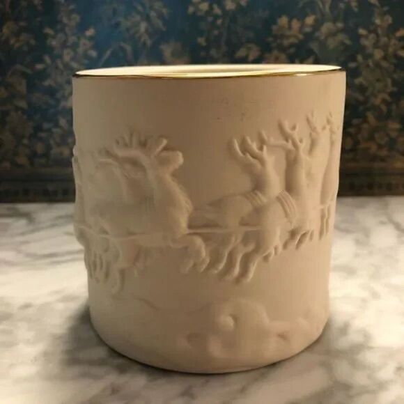 Lenox Bisque Porcelain Radiant Light Santa Votive Candle Holder - Picture 2 of 5